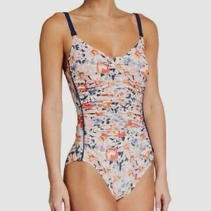 SHAN floral print ruched swimsuit, size 12